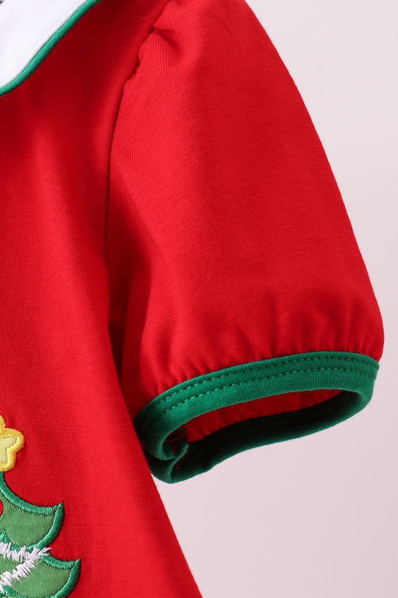 Red christmas tree applique bloomer set