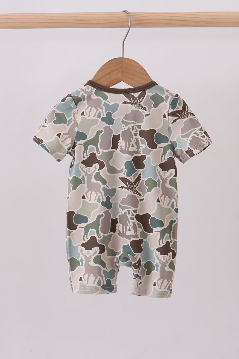 Camouflage duck print bamboo romper