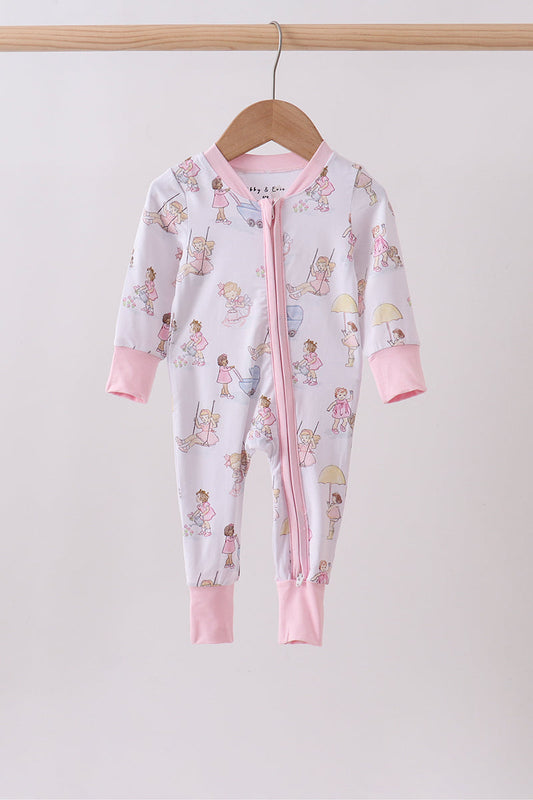 Pink all day adventure bamboo romper