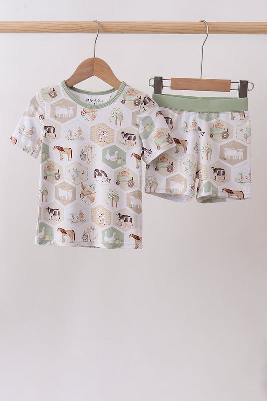 Farm animal bamboo pajama set