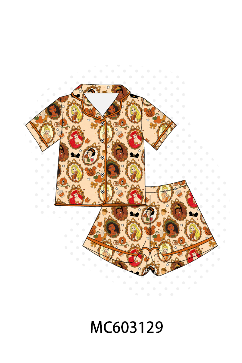 Orange princess bamboo pajama set