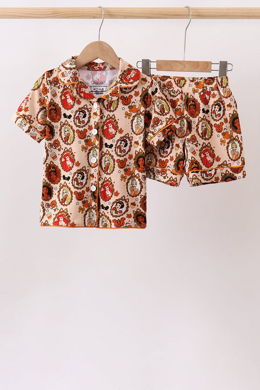 Orange princess bamboo pajama set