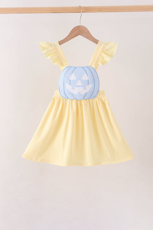 Cream Jack-O-Lantern Applique Ruffle Dress
