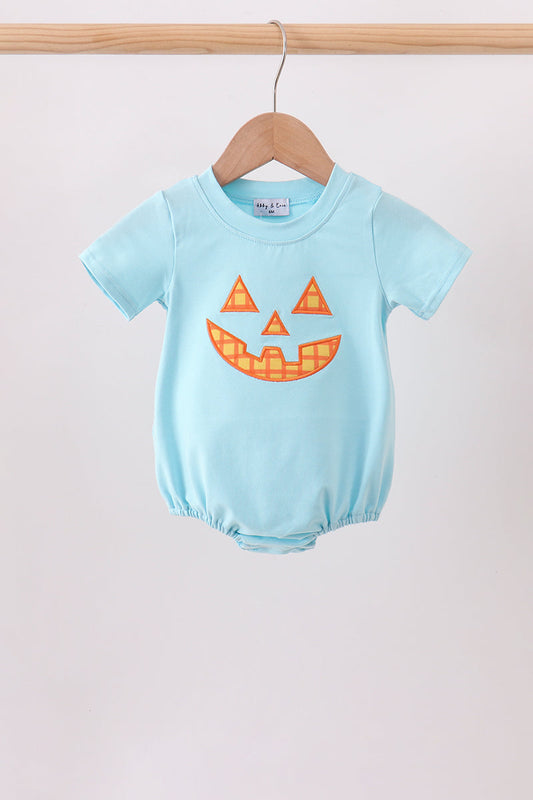 Blue Jack-O-Lantern Applique Bubble