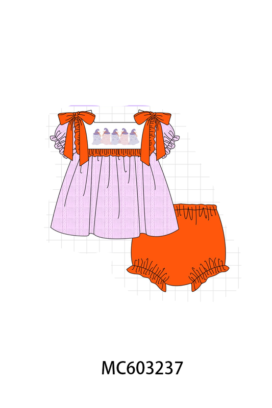 Pink Ghost Embroidery Bloomer Set