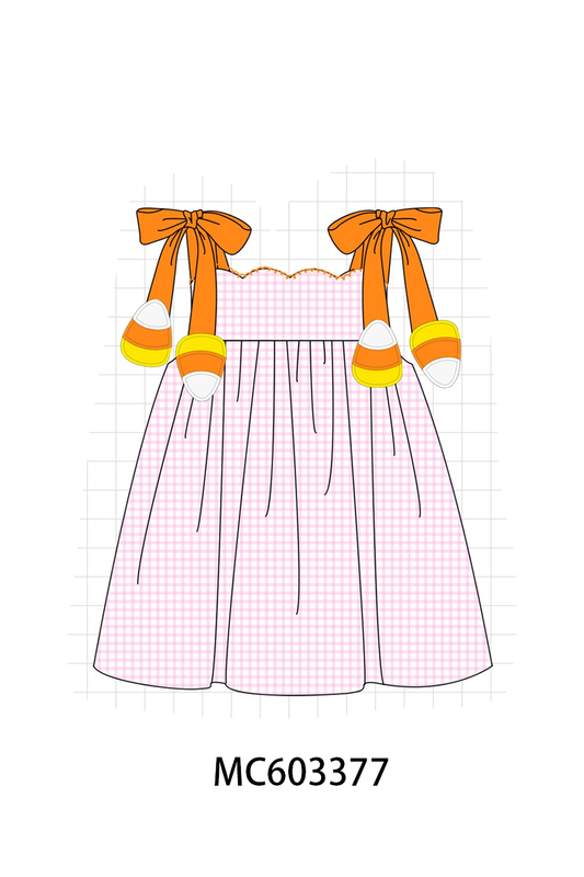 Pink Gingham Candy Corn Dress