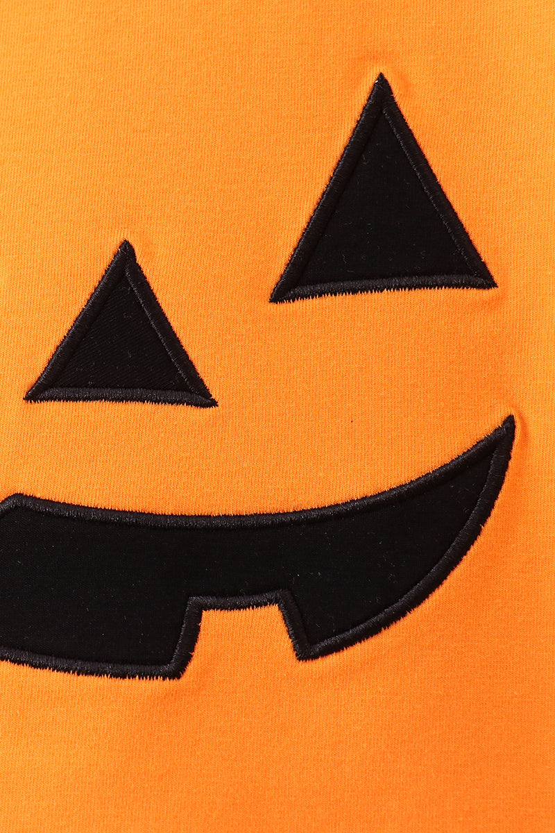 Orange Jack-O-Lantern  Applique Shorts Set