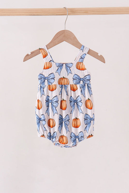 Blue Pumpkin Bow Bamboo Bubble