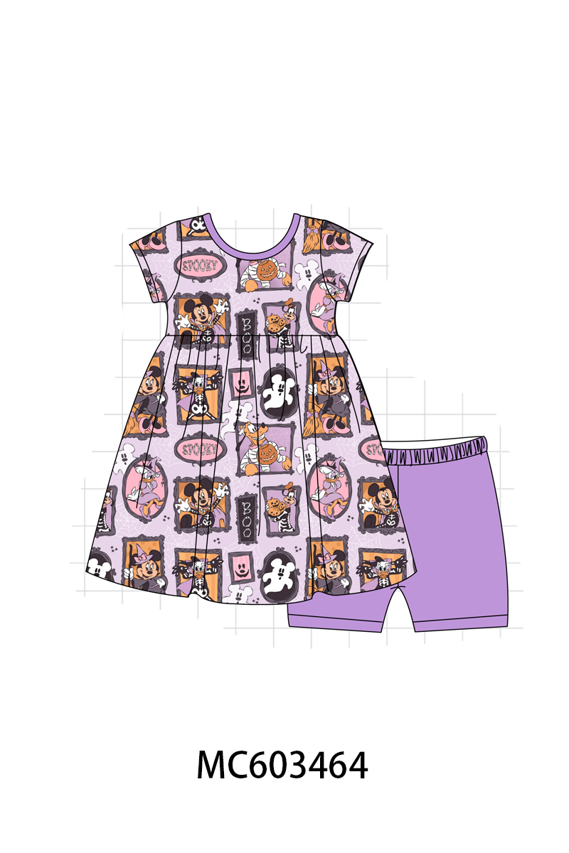 Purple witch bamboo shorts set