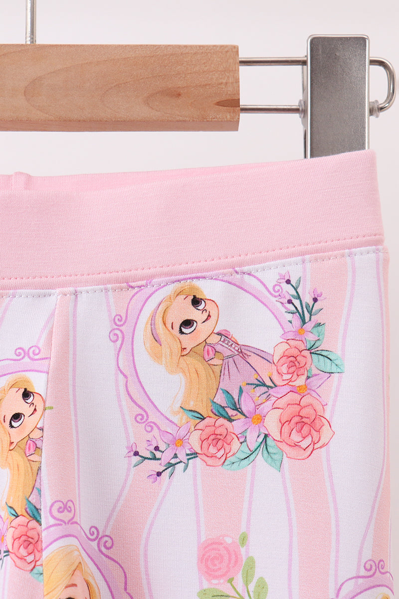 Pink princess stripe bamboo pajama set