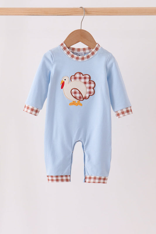 Blue turkey applique romper
