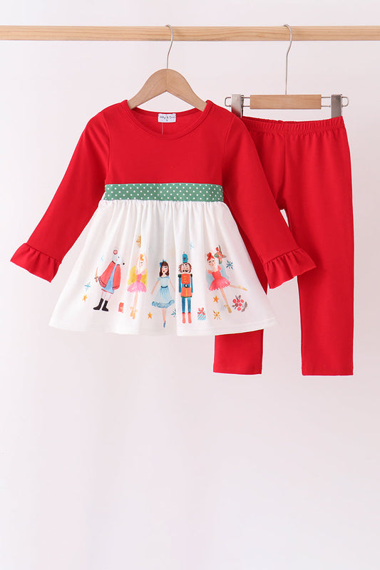 Red Nutcracker Ruffle Pants Set