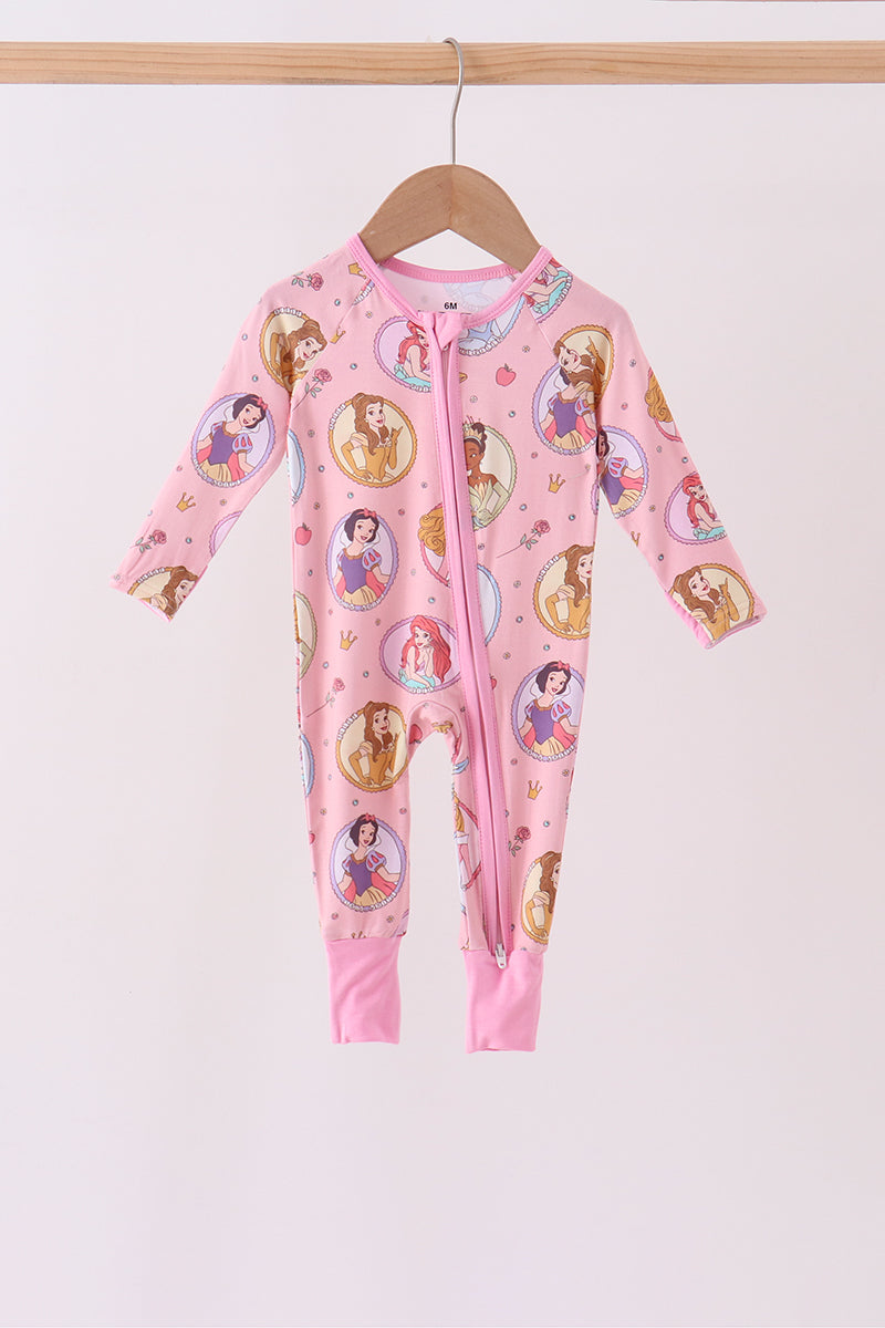 Pink Princess Zipper Bamboo Romper