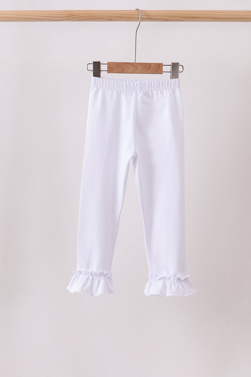 White ruffle pants
