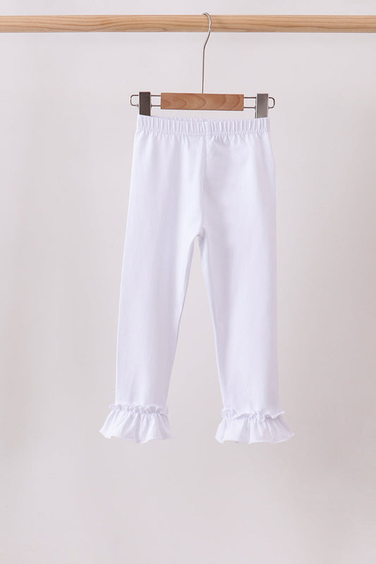 White ruffle pants