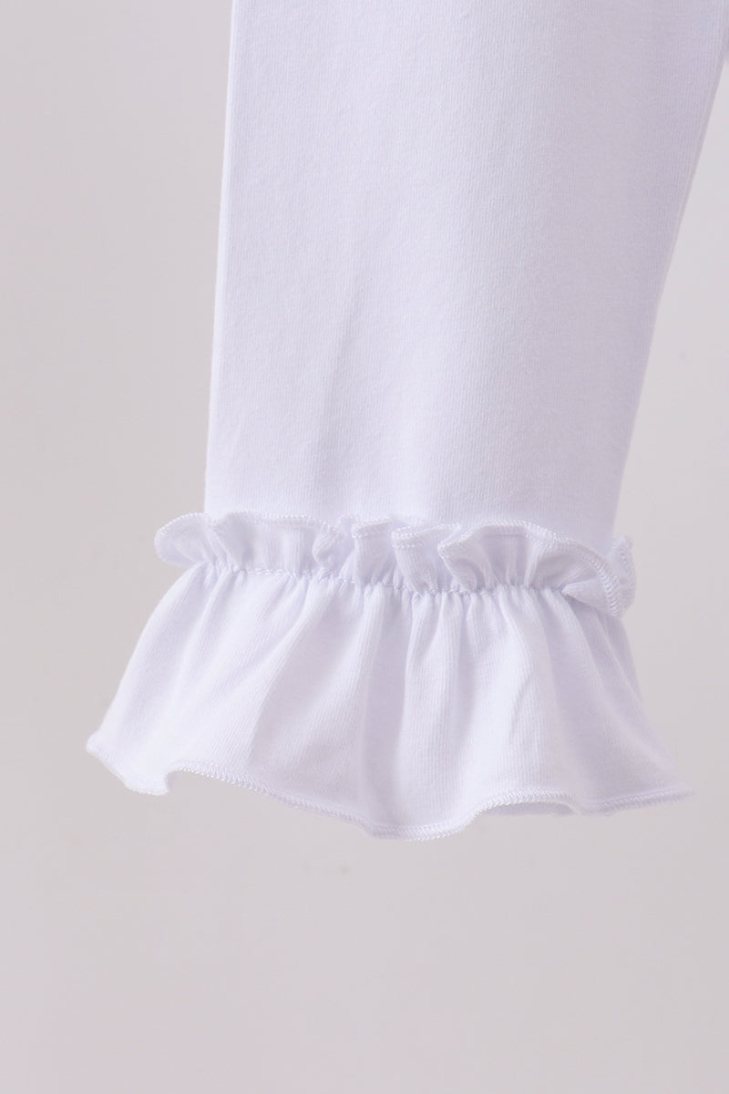 White ruffle pants