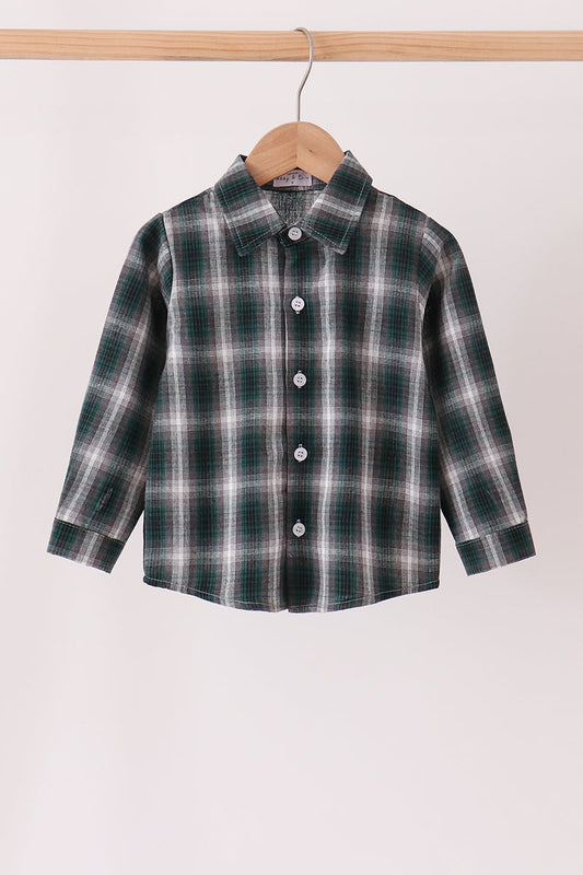 Green plaid button down shirt