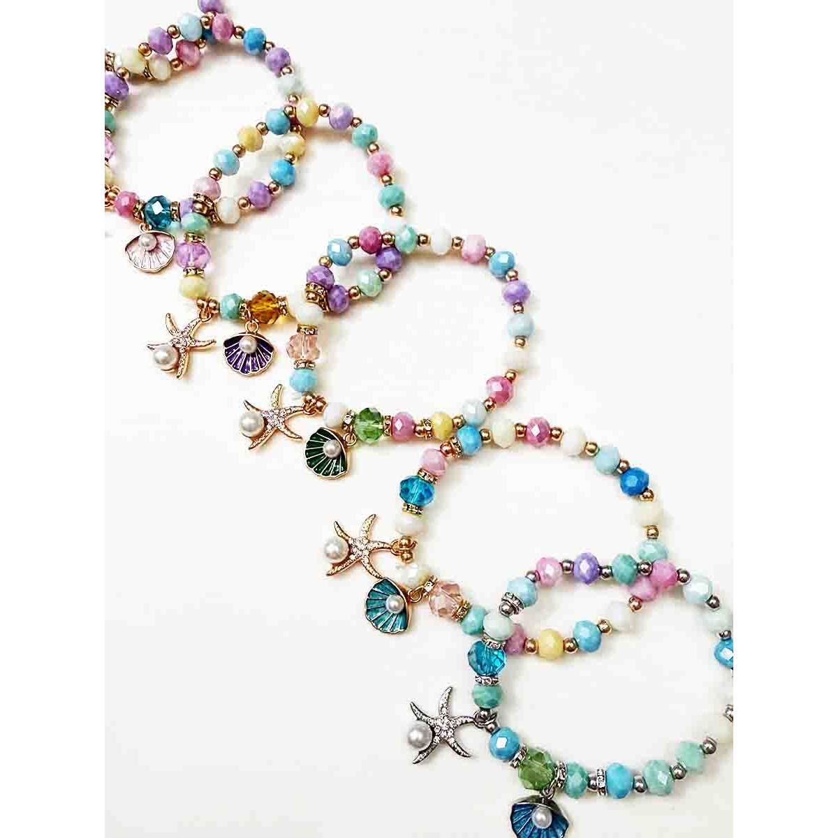 Starfish and Shell Detailed Stretch Bracelets