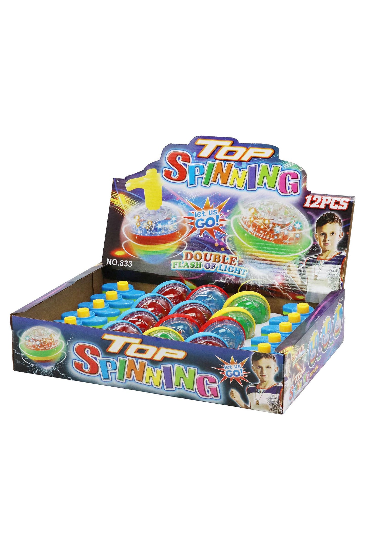 Rainbow Led Light-up Spinning Top - 12 Pcs