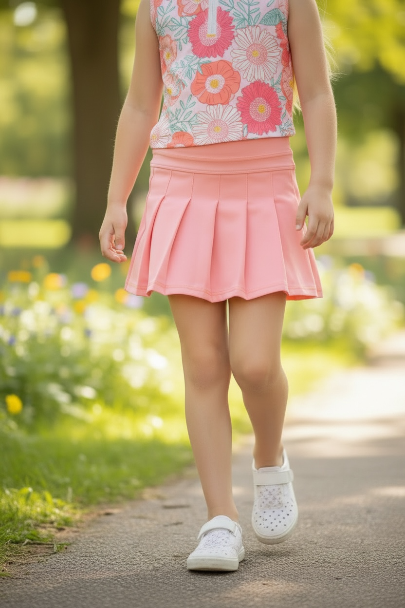Lt. Coral pleaded skort made of HI-Performance fabric. GLK103008-AMY