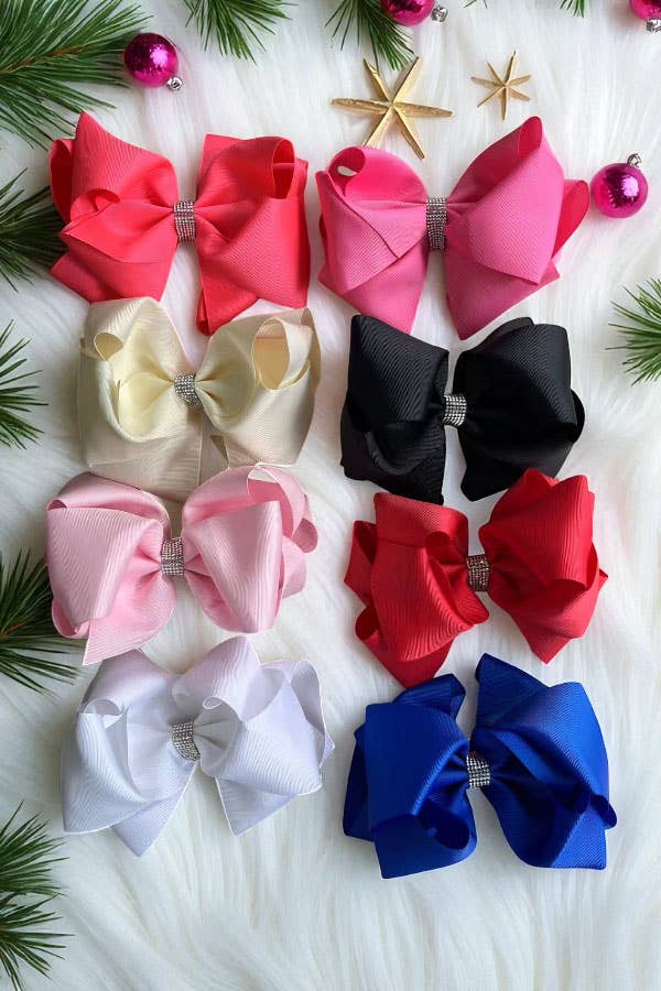 Black double layer rhinestone bow 7.5" (4pcs for $10.00)