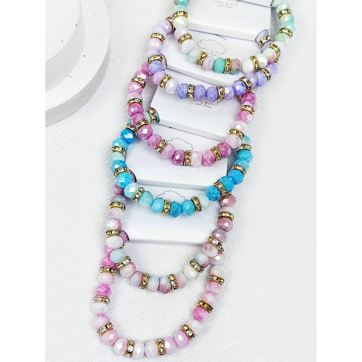 Soft Tone Beaded Stretch Glass Bracelets