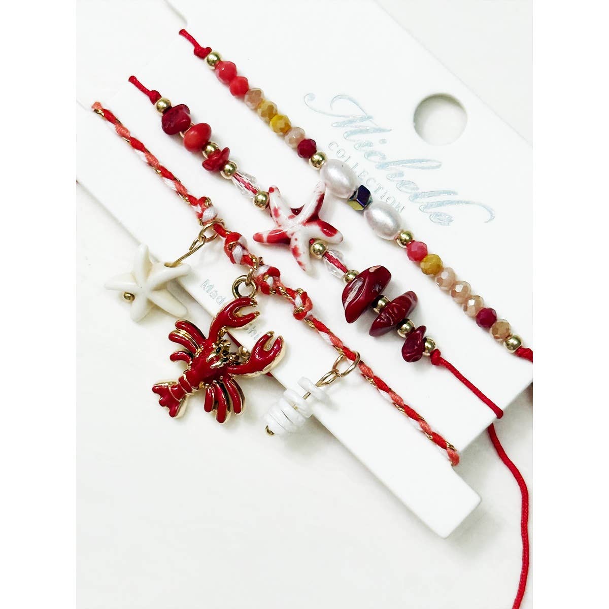 Lobster and Starfish Beach Theme Stackable Bracelets