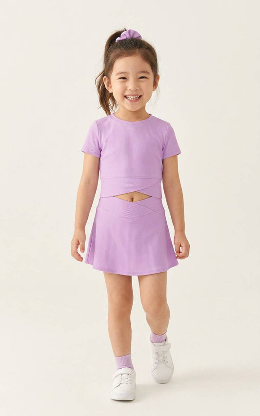 Little Girl Rib Marie Crossover Top and Skort Set