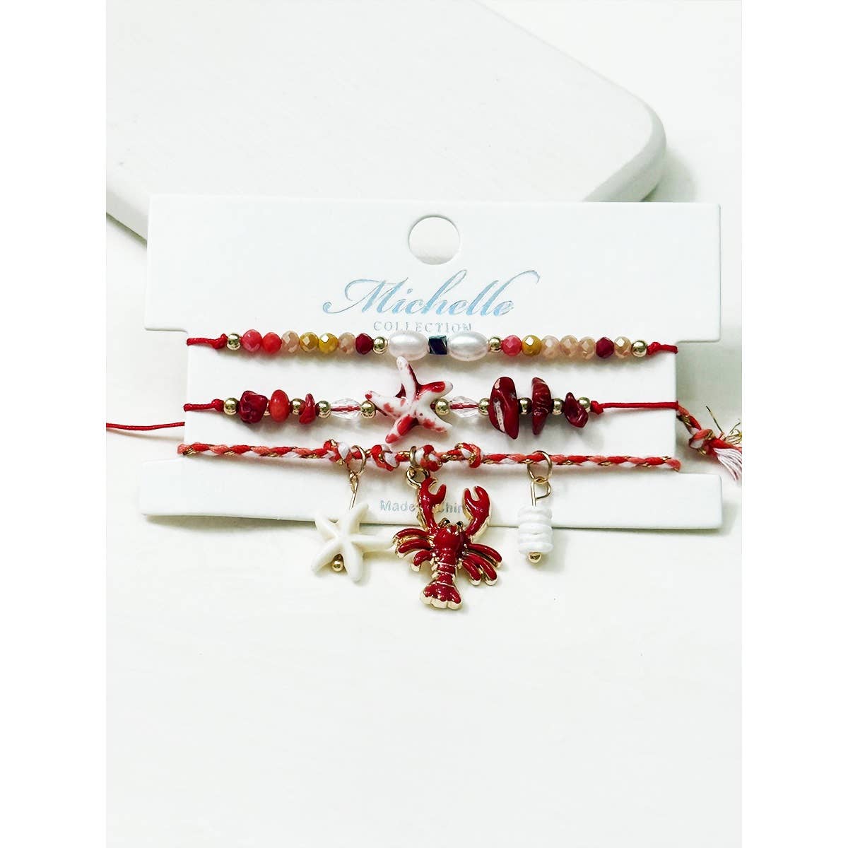Lobster and Starfish Beach Theme Stackable Bracelets