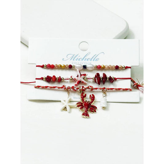 Lobster and Starfish Beach Theme Stackable Bracelets