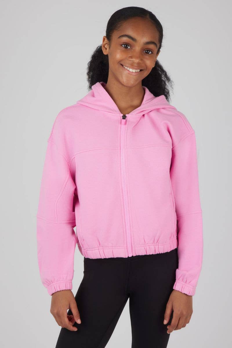 Girls Cloud Plush Zip Front Crop Hoodie Jacket