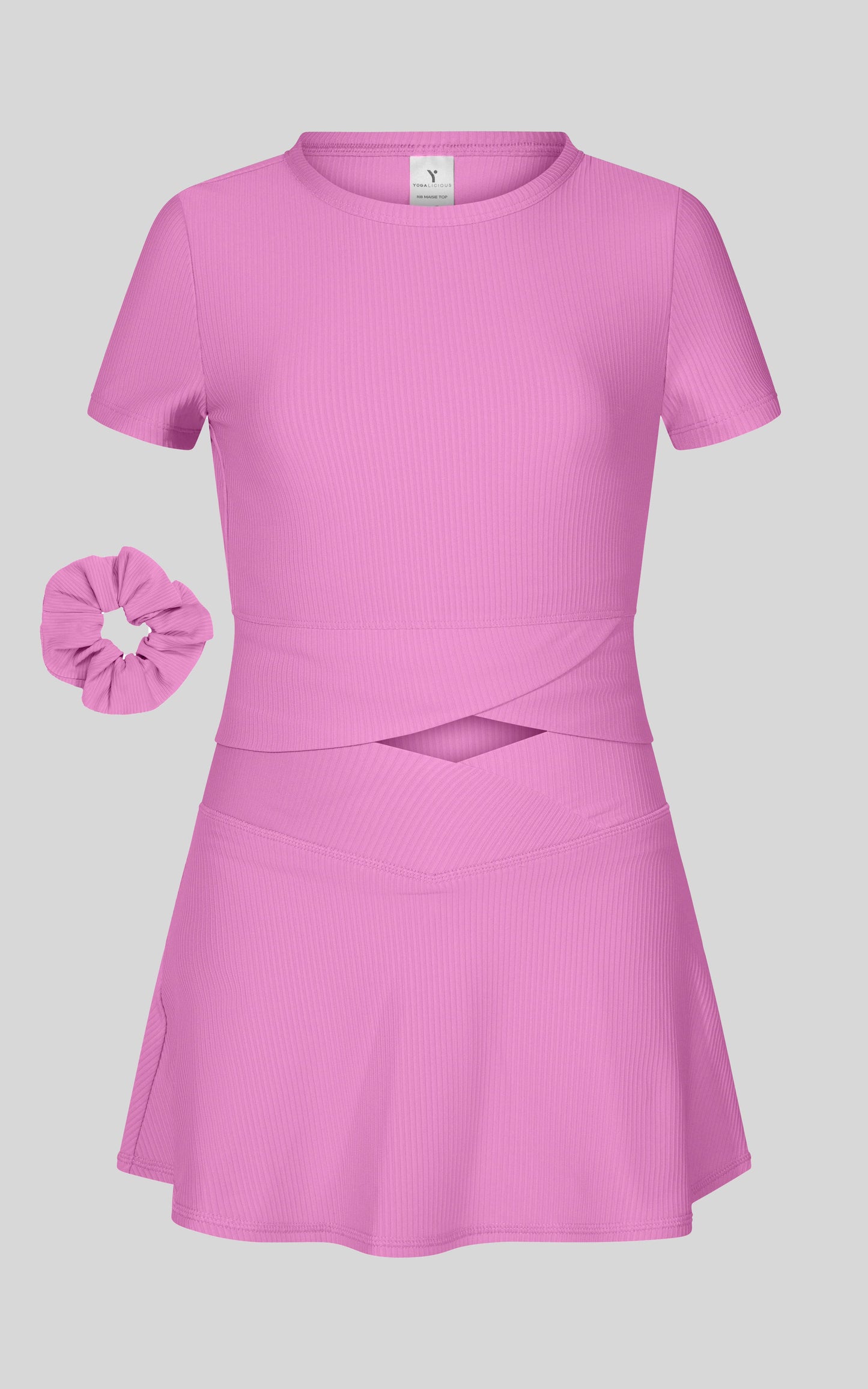 Little Girl Rib Marie Crossover Top and Skort Set