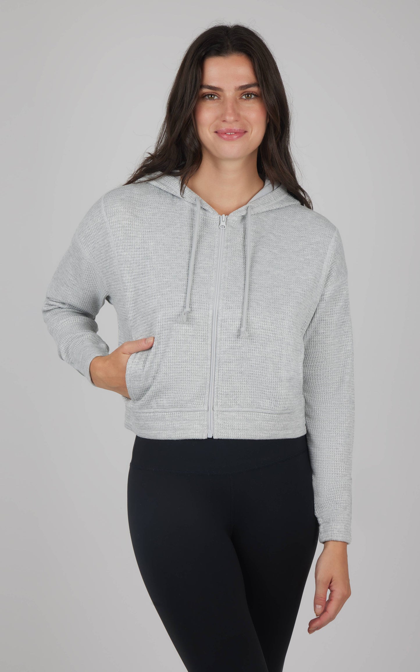 Women's Brushed Inside Waffle Hoodie Jacket