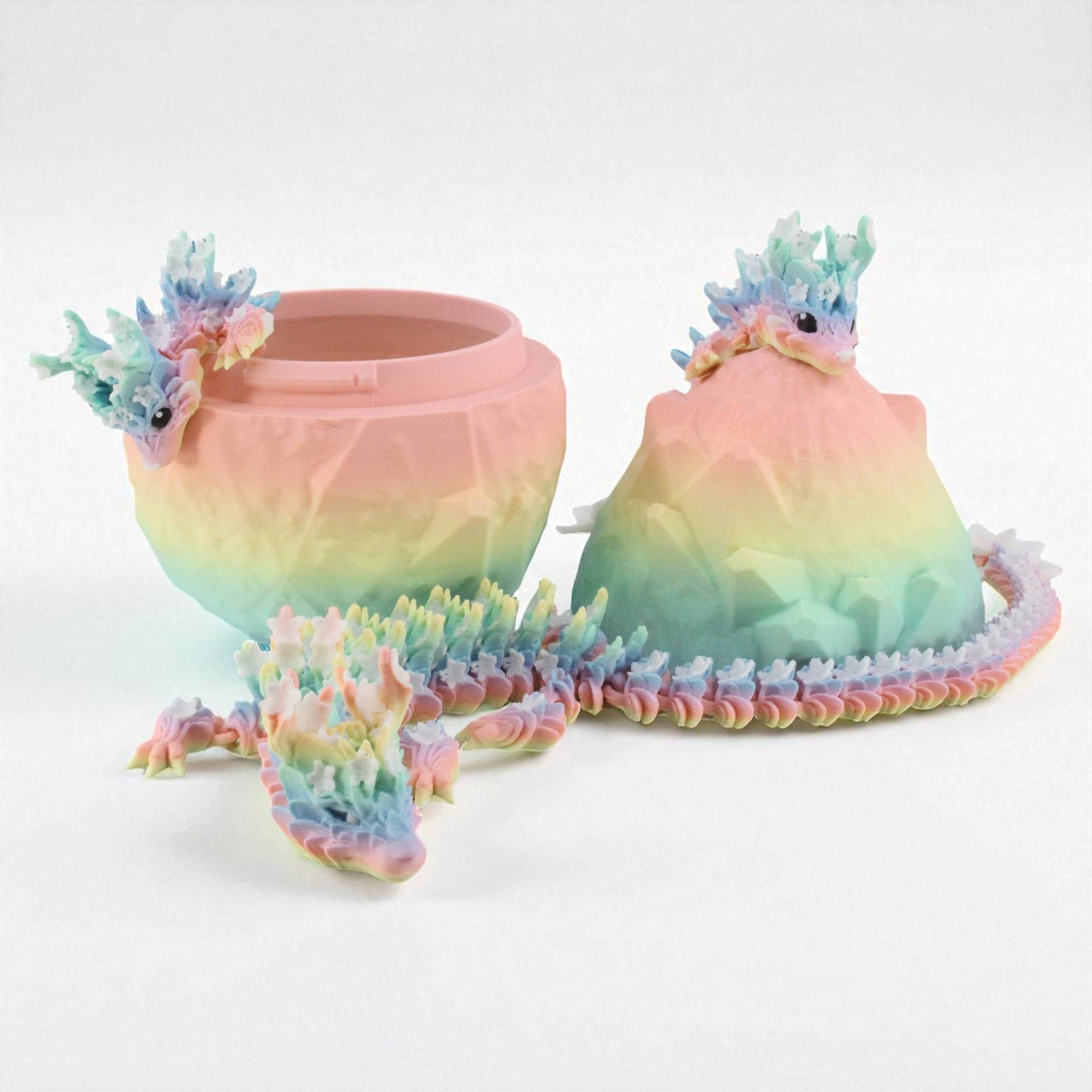 3D Printed Rainbow Blossom Dragon, 3D Printed Dragon