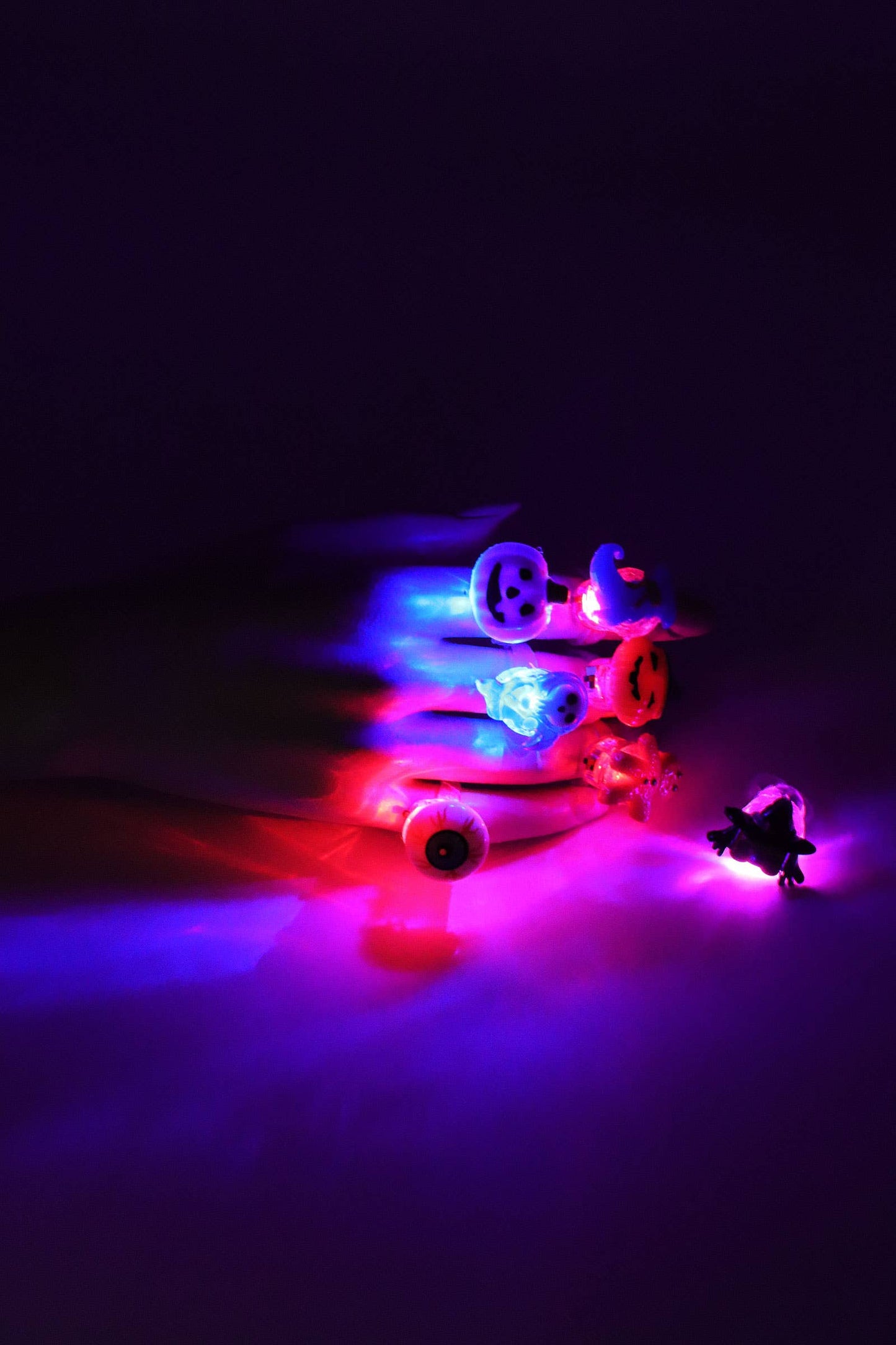 Halloween Resin Charm Led Light-up Ring - 24 Pcs