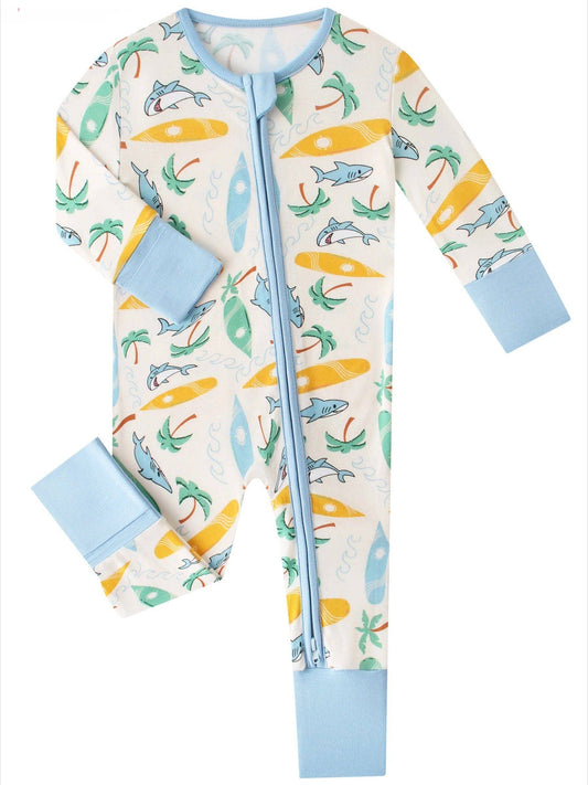 Posh TOT Surf's Up Bamboo Baby Convertible Zippy Romper  CINCO DE MAYO PROMO - FINAL SALE