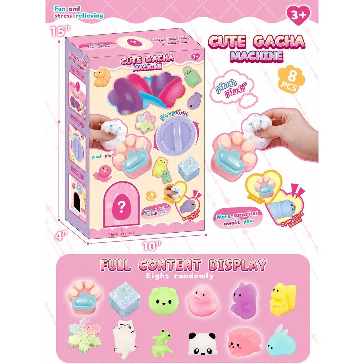 Cute Gacha Machine Squishy Toy Set