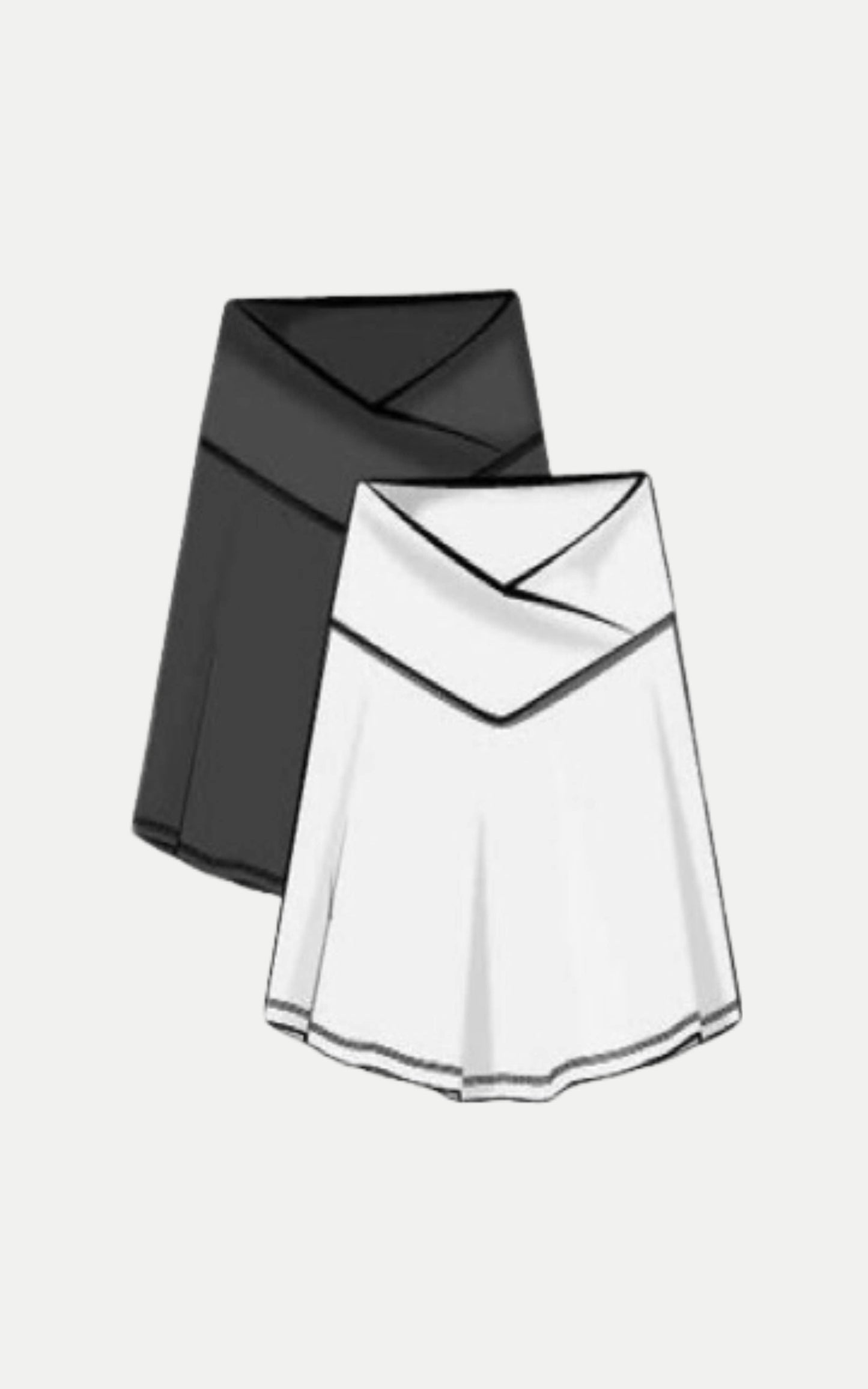 2 PC Pack - Girls Crossover Waistband Tennis Skirt (Skort)
