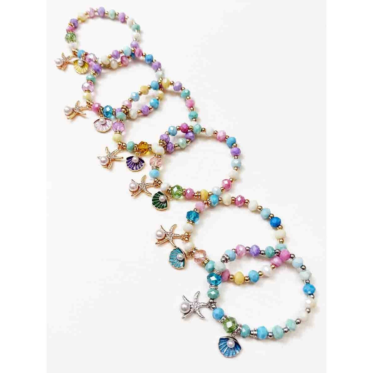 Starfish and Shell Detailed Stretch Bracelets