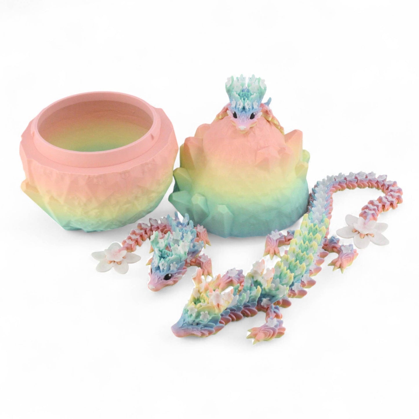 3D Printed Rainbow Blossom Dragon, 3D Printed Dragon