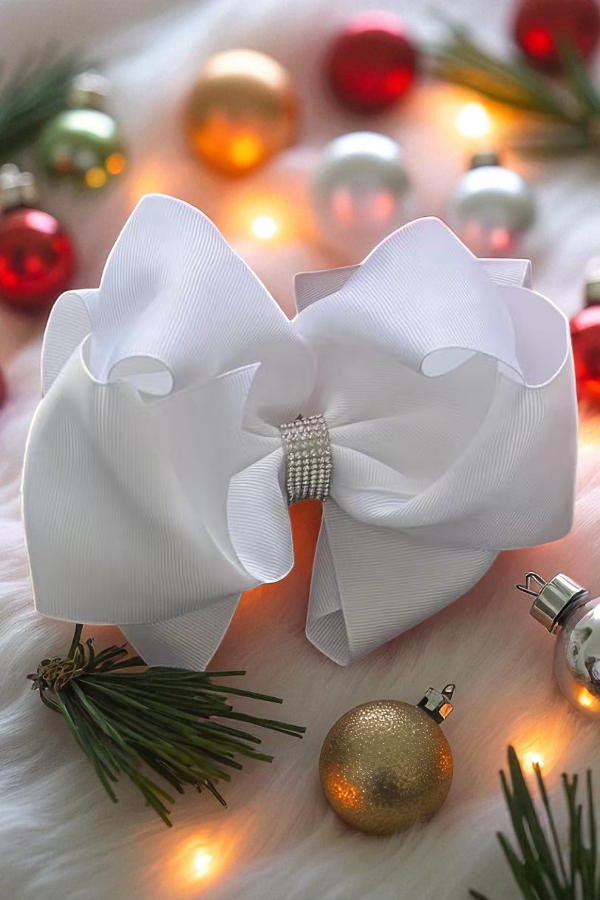 White double layer rhinestone bow (set of 4pcs for $10.00)