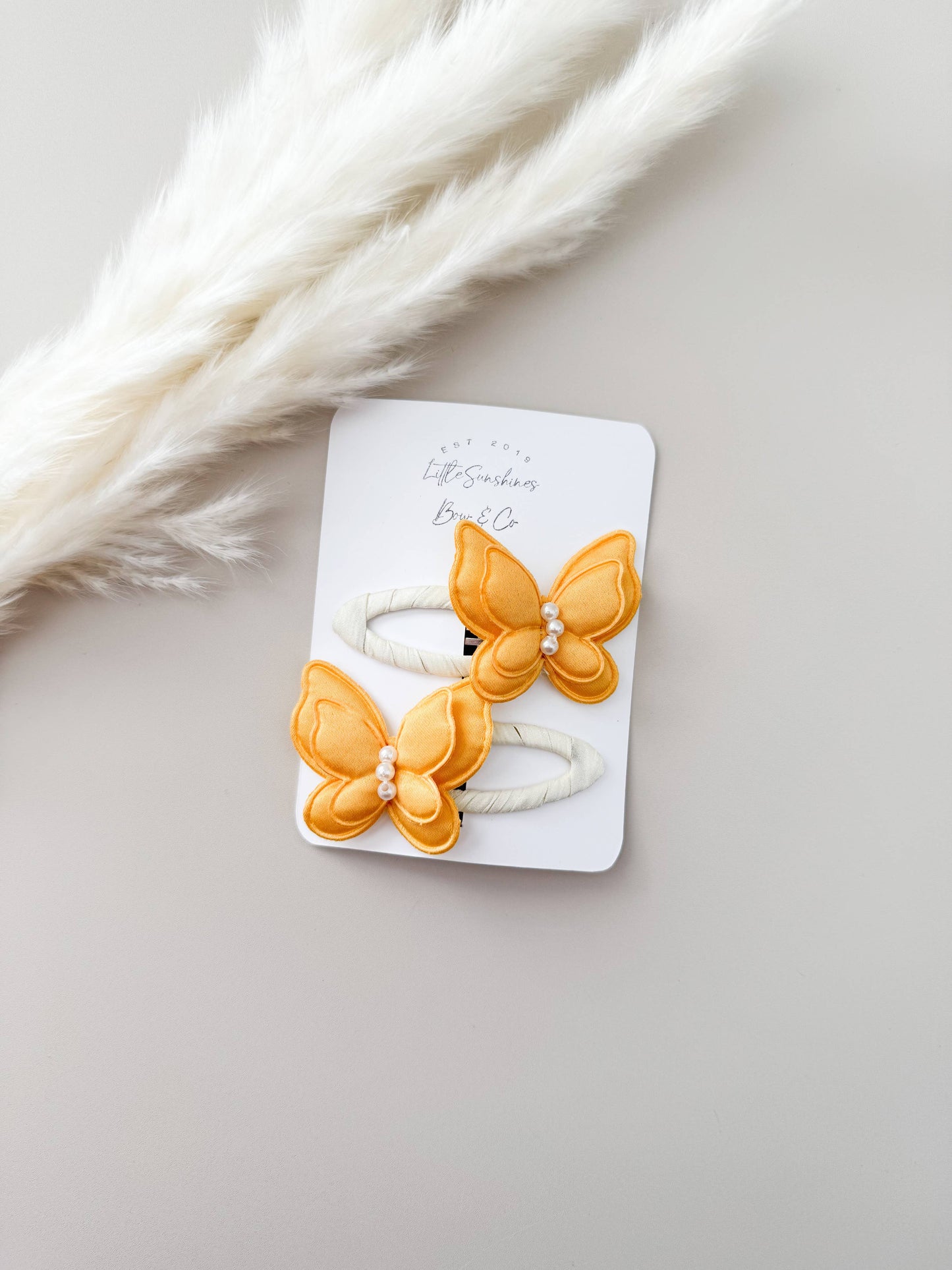 Satin Butterflies Snap Clips & Nylon Headbands