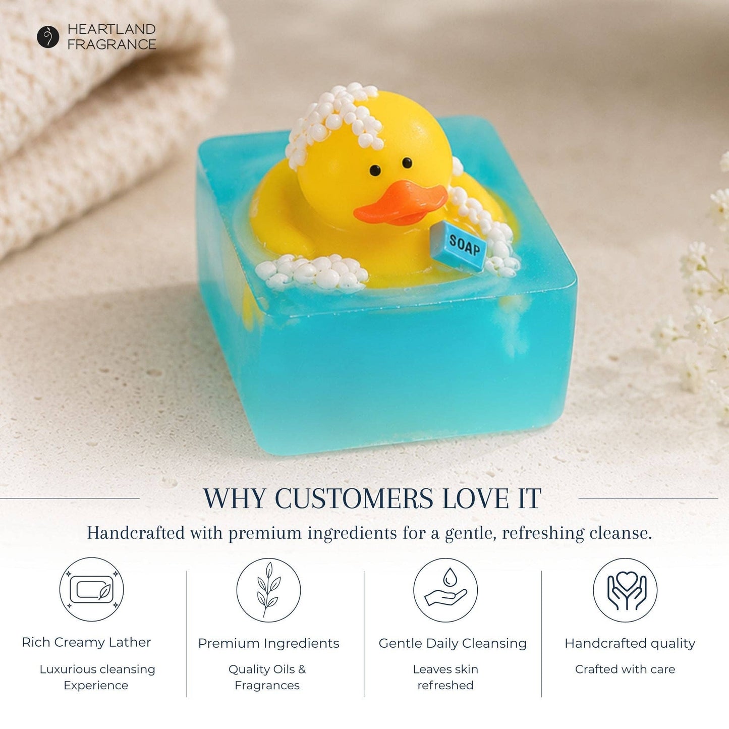Heartland Fragrance | Snowman & Santa Duck Toy | Handmade Duck Soap for Kids | Mild & Moisturizing