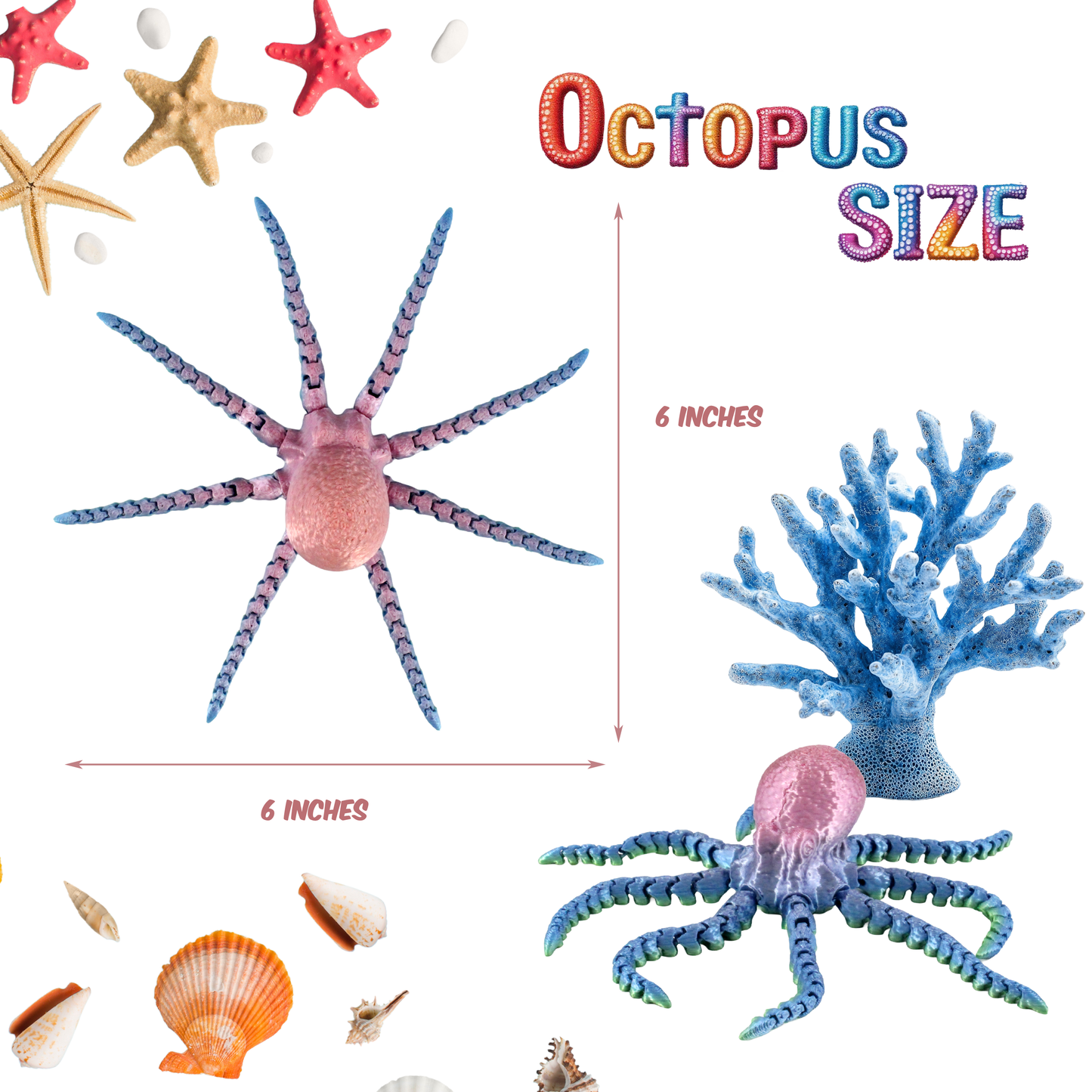 3D Printed Articulated Octopus Fidget Toys Mix Color