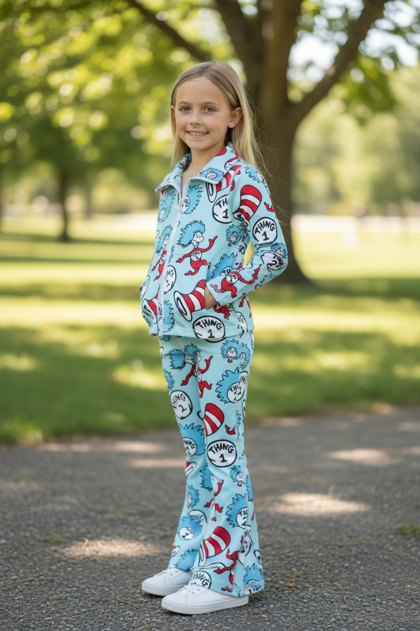 Dr. S/Cat with a hat Girls stretchy active set.  (Fitted) GLP102310-SOL