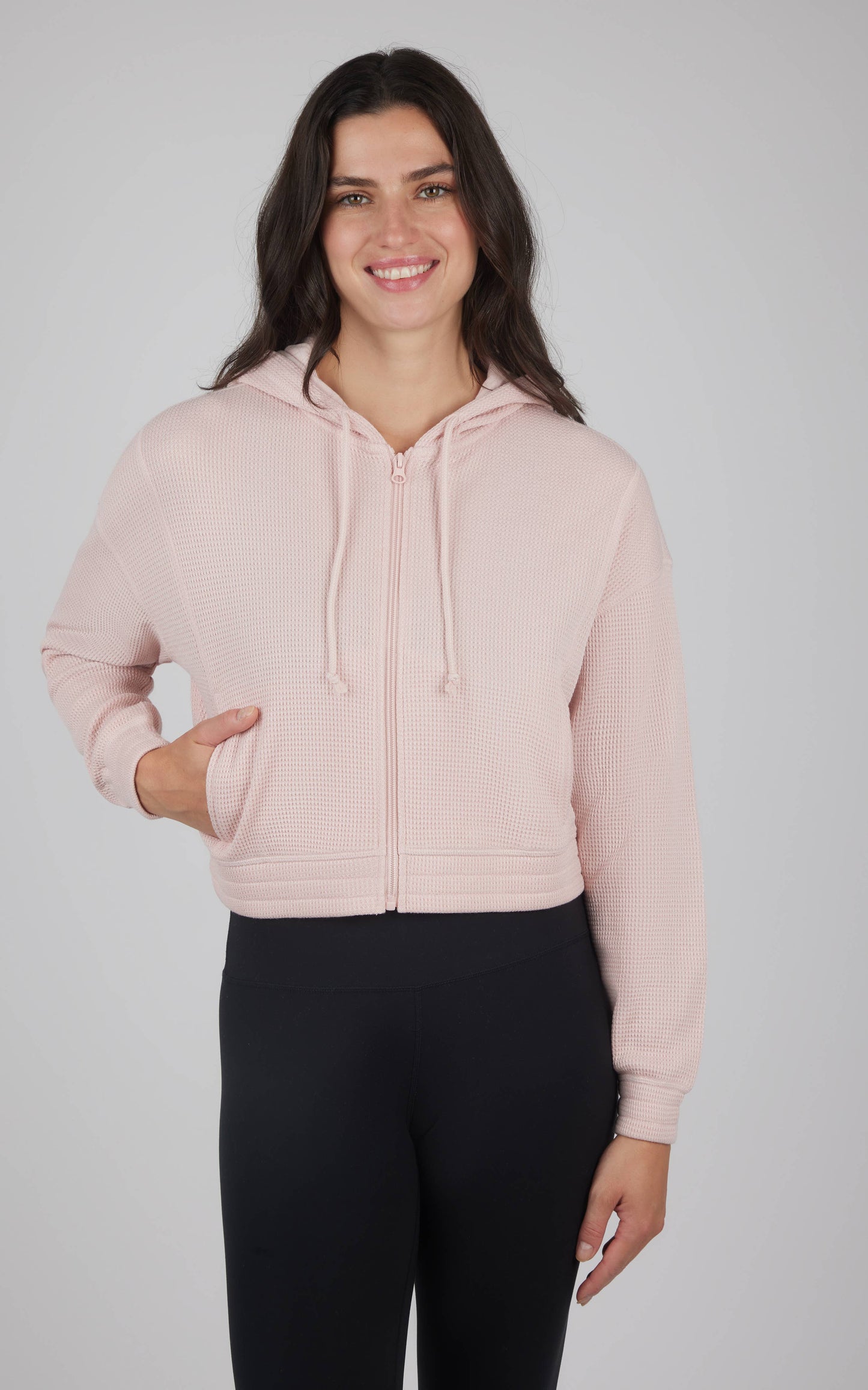 Women's Brushed Inside Waffle Hoodie Jacket