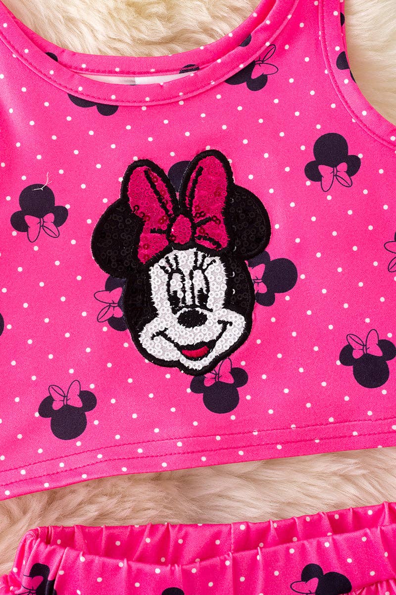 Fuchsia cartoon character printed girls 2 piece set. OFG50914 JEAN