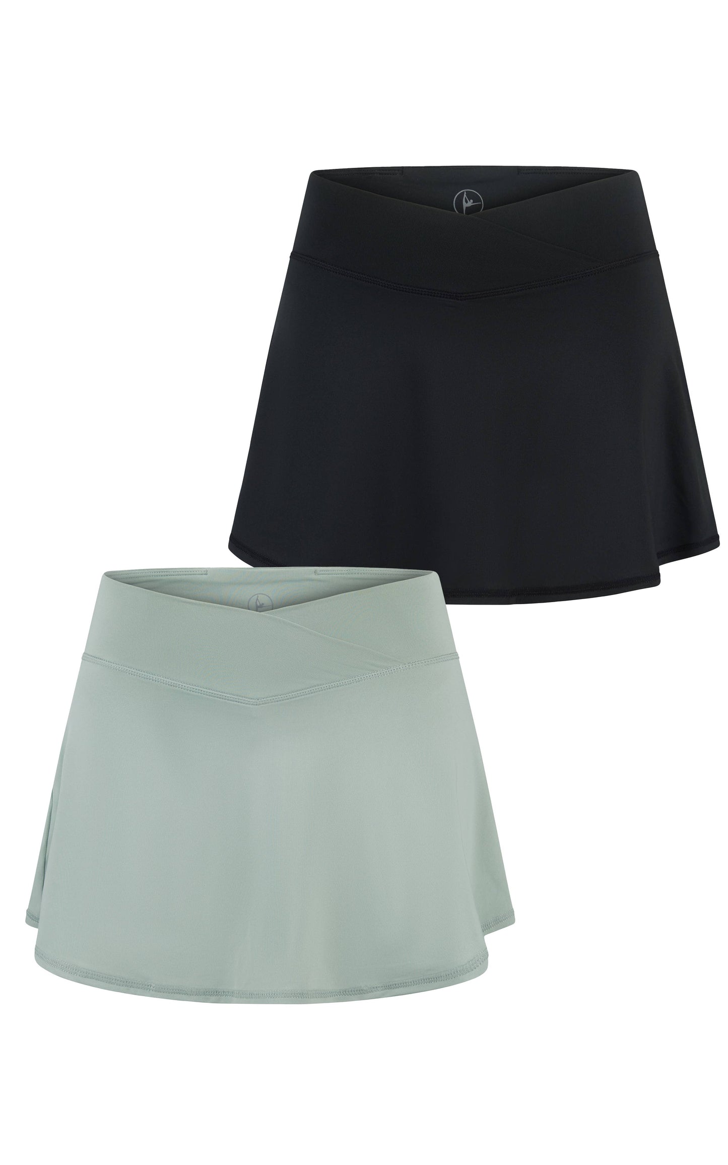 2 PC Pack - Girls Crossover Waistband Tennis Skirt (Skort)