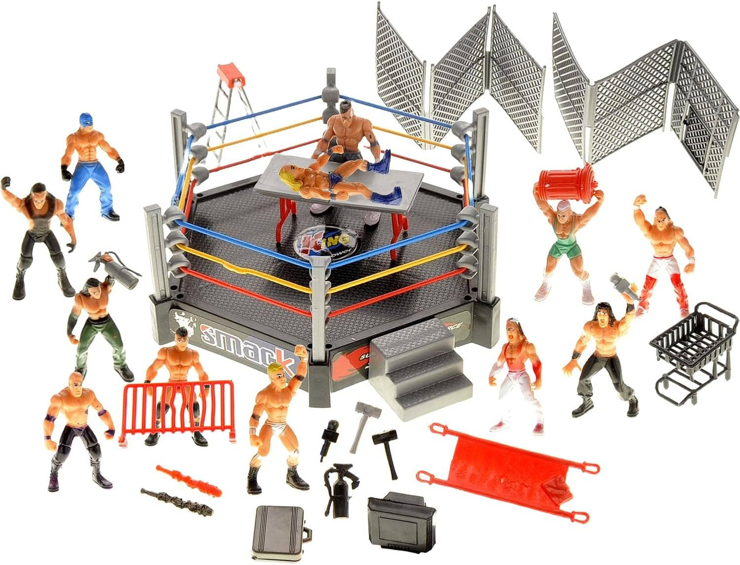 Smack Wrestling Stage Ring With 12 Figures