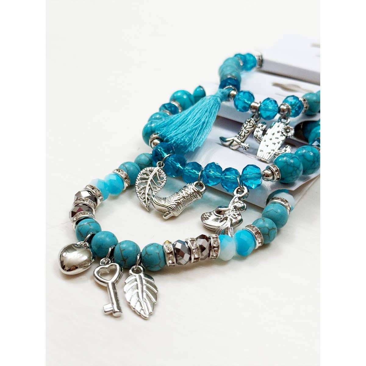 Western Boho Mix Charms Turquoise Theme Bracelets